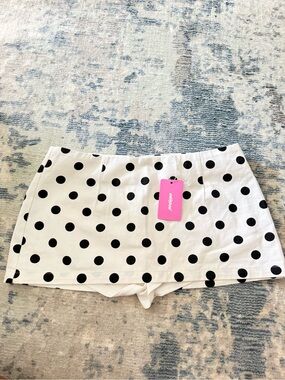 Edikted White & Black Polka Dot Skort Shorts